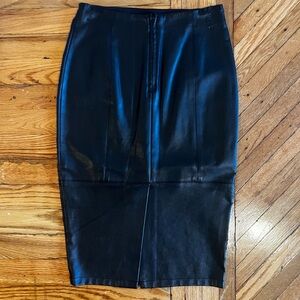 ASOS Black Faux Leather Midi Pencil Skirt